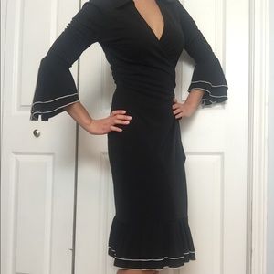 Express bell sleeve wrap dress ruffle sleeve